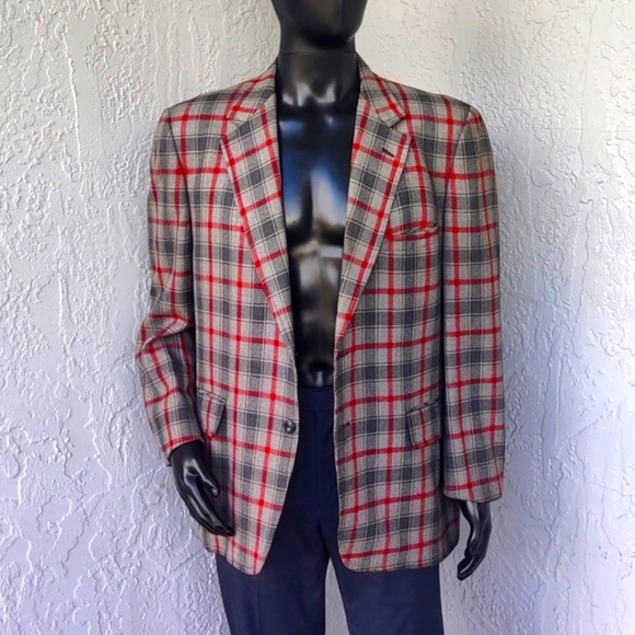 DUALWORTH MEN'S VINTANGE PLAID /CHECK LUXURY BLAZER (1972 -SEE LABEL)